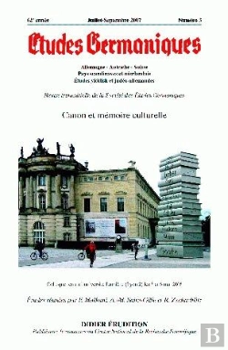 Bertrand.pt - Études Germaniques - N°3/2007 : Canon Et Mémoire Culturelle