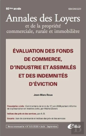 Évaluation Des Fonds De Commerce, D'Industrie Et Assimilés Et Des Indemnités D'Éviction