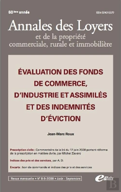 Bertrand.pt - Évaluation Des Fonds De Commerce, D'Industrie Et Assimilés Et Des Indemnités D'Éviction