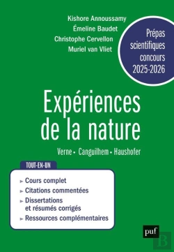 Bertrand.pt - Expériences De La Nature : Verne, Canguilhem, Haushofer ; Prépas Scientifiques Concours 2025-2026