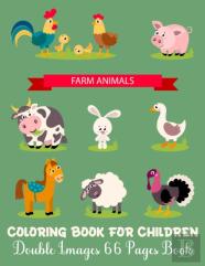 Farm Animals Coloring Book For Children Double Images 66 Pages Book