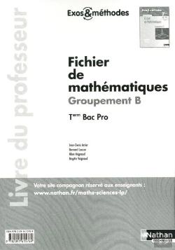 Bertrand.pt - Fichier De Mathematiques Terminale Bac Pro - Groupementnt B (Exos Et Methodes) Professeur 2011