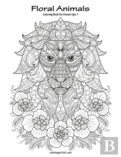 Floral Animals Coloring Book For Grown-U