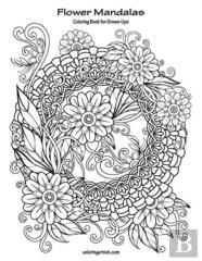 Flower Mandalas Coloring Book For Grown-Ups