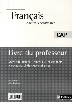 Bertrand.pt - Francais (Cahier D'Activites) - Analyser Et Confronter Cap Professeur 2008