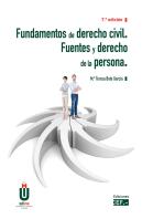 Fundamentos De Derecho Civil. Fuentes Y Derecho De La Persona