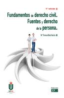 Fundamentos De Derecho Civil. Fuentes Y Derecho De La Persona
