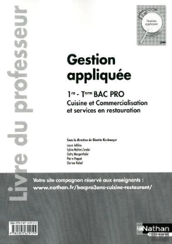 Bertrand.pt - Gestion Appliquee 1ere/Terminale Bac Pro Cuisine Etcsr Professeur 2012