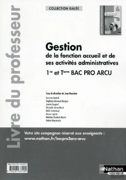 Bertrand.pt - Gestion De La Fonction Accueil... 1ere/Terminale Bac Pro Arcu (Gallee) Professeur - 2015