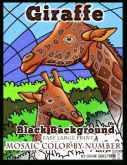 Bertrand.pt - Giraffe Easy Large Print Mosaic Color By Number - Black Background