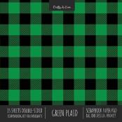 Green Plaid Scrapbook Paper Pad 8x8 Decorative Scrapbooking Kit For Cardmaking Gifts, Diy Crafts, Printmaking, Papercrafts, Check Pattern Designer Paper