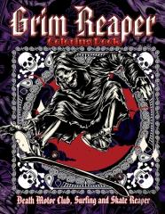 Grim Reaper Coloring Book. Death Motor Club, Surfing And Skate Reaper.