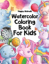 Happy Animals Watercolor Coloring Book For Kids