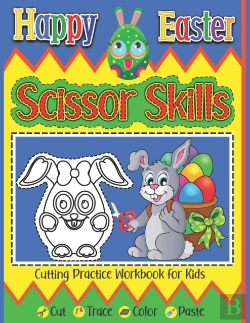 Bertrand.pt - Happy Easter Scissor Skills Cutting Practice Workbook For Kids Cut Trace Color Paste