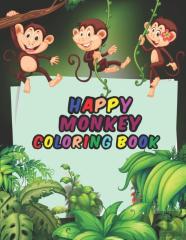 Happy Monkey Coloring Book For Kids