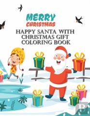 Happy Santa With Christmas Gift Coloring Book