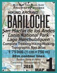 Hiking Around Bariloche Map 1 San Martin De Los Andes, Lanin National Park, Lago Huechulafquen Complete Trekking/Hiking/Walking Topographic Map Atlas Argentina Patagonia 1