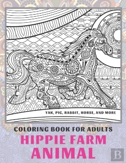 Bertrand.pt - Hippie Farm Animal - Coloring Book For Adults - Yak, Pig, Rabbit, Horse, And More