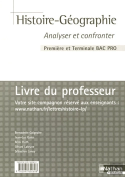 Bertrand.pt - Histoire-Géographie ; Cahier D'Activités ; Bac Pro 1ère Et Terminale ; Livre Du Professeur (Édition 2007)