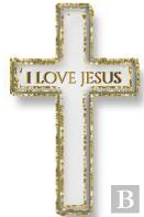 I Love Jesus  Gold Glitter Cross Blank Journal