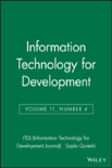 Information Technology For Development, Volume 11, Number 4
