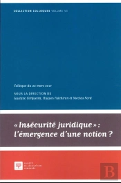 Insecurité Juridique : L'Émergence D'Une Notion ? Tome 53 ; Colloque Du 22 Mars 2021