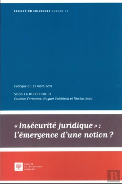 Bertrand.pt - Insecurité Juridique : L'Émergence D'Une Notion ? Tome 53 ; Colloque Du 22 Mars 2021