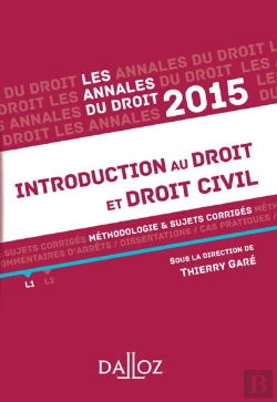 Bertrand.pt - Introduction Au Droit Et Droit Civil 2015 ; Annales