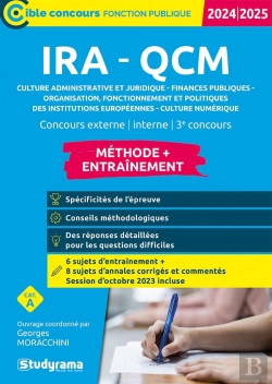 Bertrand.pt - Ira - Qcm Méthode + Entraînement : Catégorie A ; Concours 2024 (Édition 2024/2025)