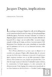 Jacques Dupin, Implications