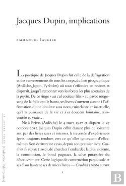 Bertrand.pt - Jacques Dupin, Implications