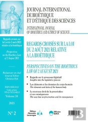 Journal International De Bioéthique Et D'Ethique Des Sciences 2-2023 : Regards Croisés Sur La Loi Du 2 Août 2021 Relative À La Bioéthique