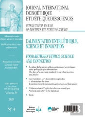 Journal International De Bioethique Et D'Ethique Des Sciences 4-2023 - Vol34 - L'Alimentation Entre