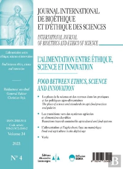 Bertrand.pt - Journal International De Bioethique Et D'Ethique Des Sciences 4-2023 - Vol34 - L'Alimentation Entre