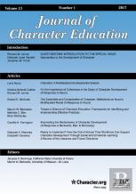 Journal Of Character Education Vol 13 Issue 1