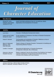 Journal Of Character Education Vol 13 Issue 1