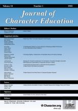Journal Of Character Education Vol 18 Issue 1