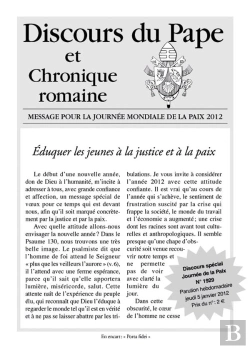 Bertrand.pt - Journee Mondiale De La Paix 2012 - Discours Du Pape N 1929 : Eduquer Les Jeunes
