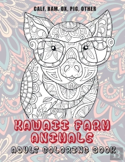 Bertrand.pt - Kawaii Farm Animals - Adult Coloring Book - Calf, Ram, Ox, Pig, Other