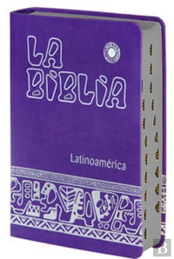 Bertrand.pt - La Biblia Latinoamérica [Letra Grande] Simil-Piel Morada, Canto Plateado, Con Uñeros