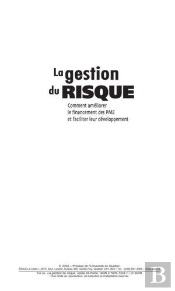 La  Gestion Du Risque ; Comment Améliorer Le Financement Des Pme Et Faciliter Leur Dévéloppement