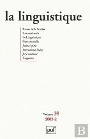 La Linguistique 2003 Vol 39 N 2