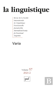 La Linguistique 2021, Vol. 57(2) : Varia
