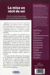 La Mise En Récit De Soi ; Place De La Recherche Biographique Dans Les Sciences Humaines Et Sociales