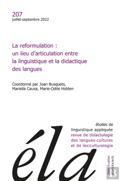 Bertrand.pt - La Reformulation : Un Lieu D'Articulation Entre La Linguistique Et La Didactique Des Langues