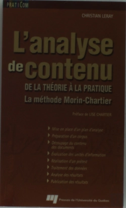 Bertrand.pt - L'Analyse De Contenu ; De La Théorie À La Pratique ; La Méthode Morin-Chartier