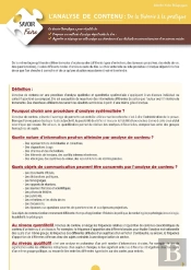 L'Analyse De Contenu ; De La Théorie À La Pratique