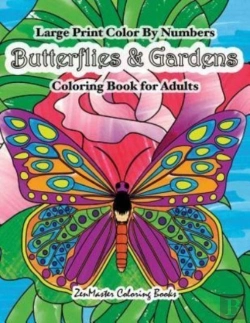 Bertrand.pt - Large Print Color By Numbers Butterflies & Gardens Coloring Book For Adults