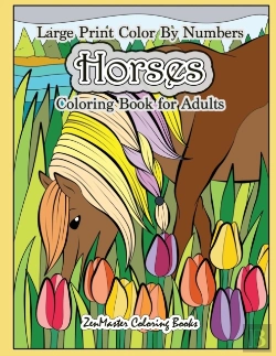 Bertrand.pt - Large Print Color By Numbers Horses Coloring Book For Adults