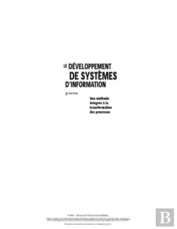 Bertrand.pt - Le Developpement De Systemes D Information. Une Methode Integree A La Transformation Des Processus,